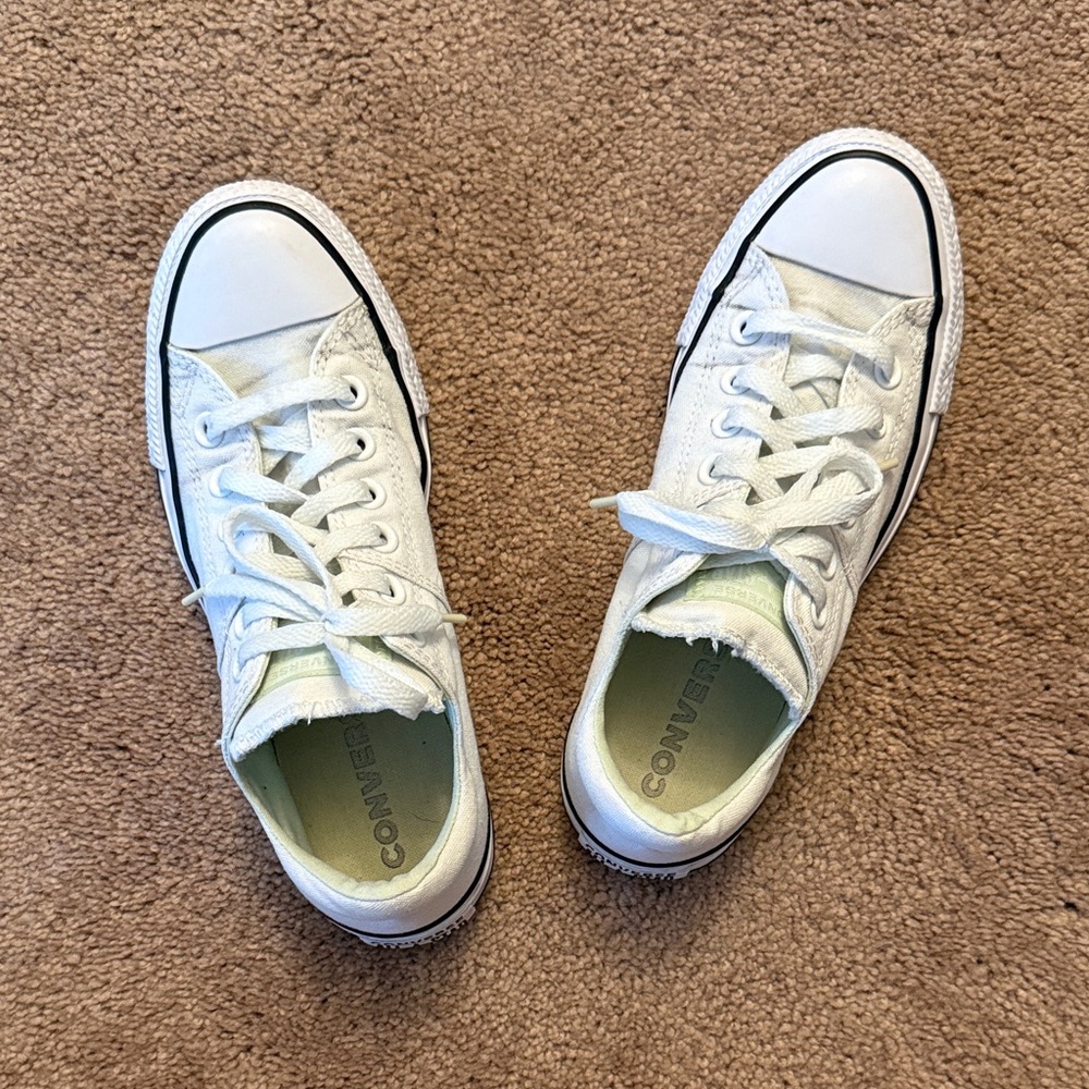 Converse All Star White w/ Like Green Canvas Madison Low Top Sneakers 7